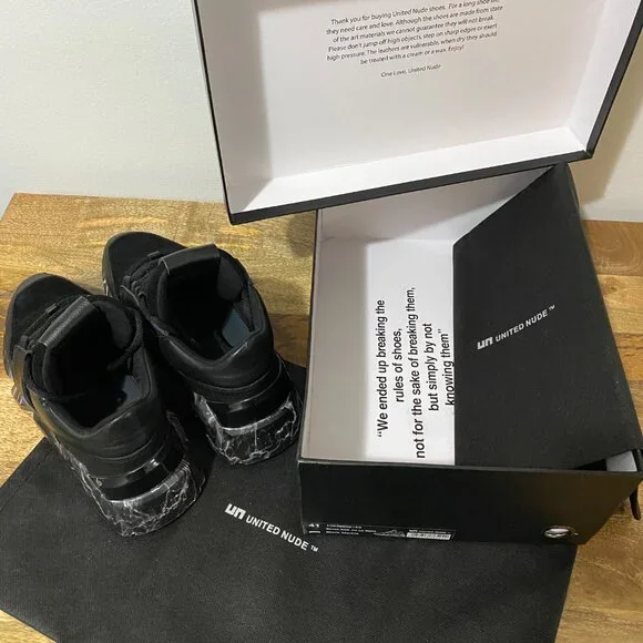 United Nude Space Kick Jet Lo, Black Marble Sneakers - Lightly Worn